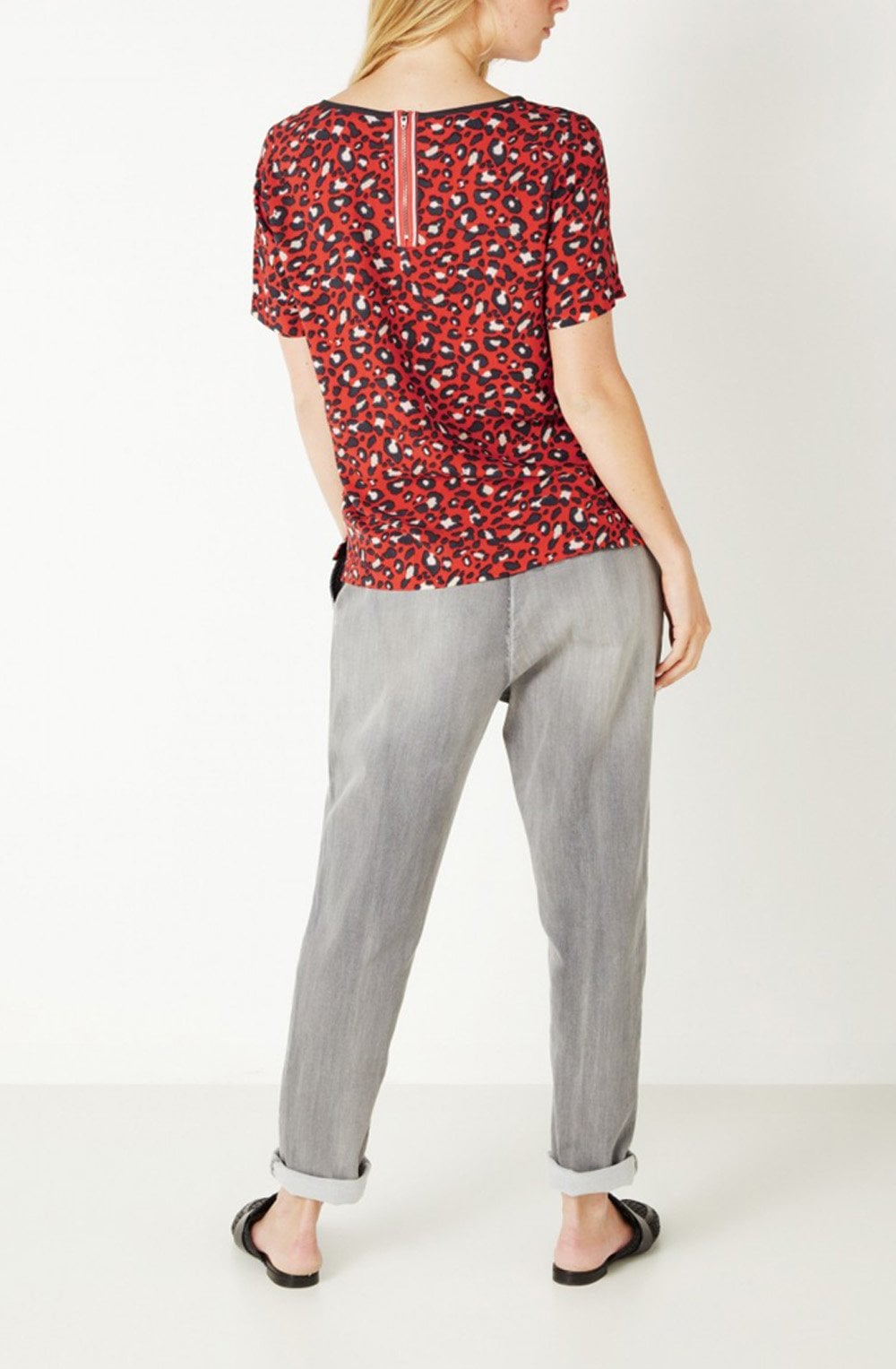 Red Leopard Print Blouse