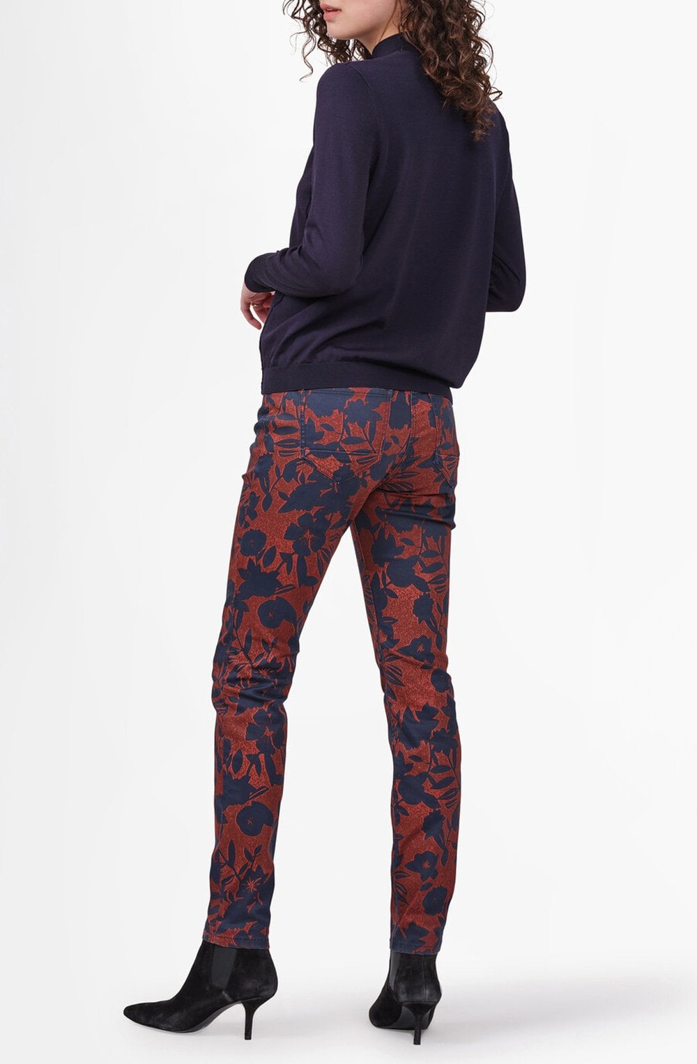 Red & Navy Floral Jeans