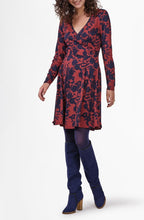 Red & Navy Floral Print Dress