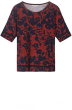 Red & Navy Floral Print T Shirt