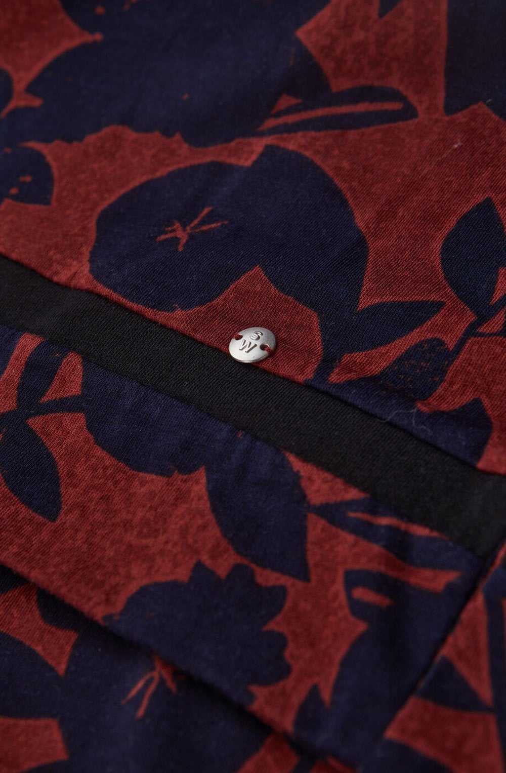Red & Navy Floral Print T Shirt