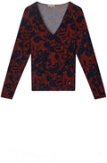 Red & Navy Floral Top