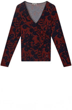 Red & Navy Floral Top