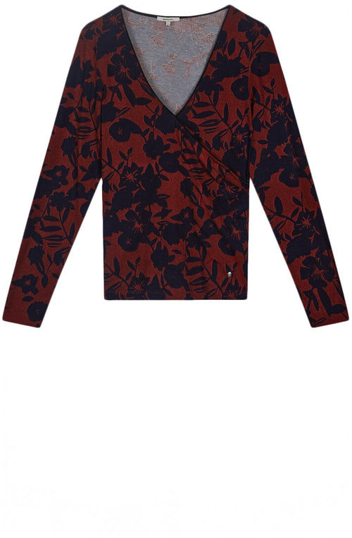 Red & Navy Floral Top
