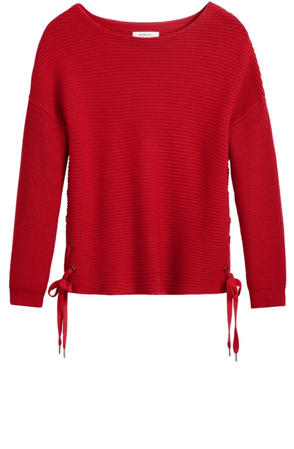 Red Ribbed Knit Sweater