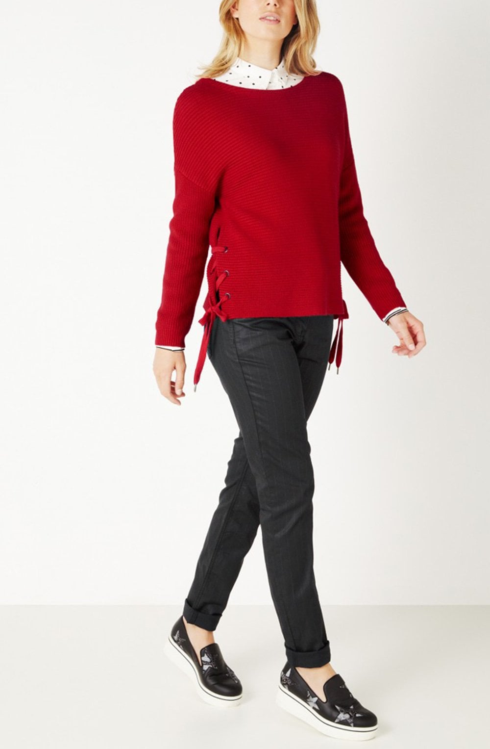 Red Ribbed Knit Sweater