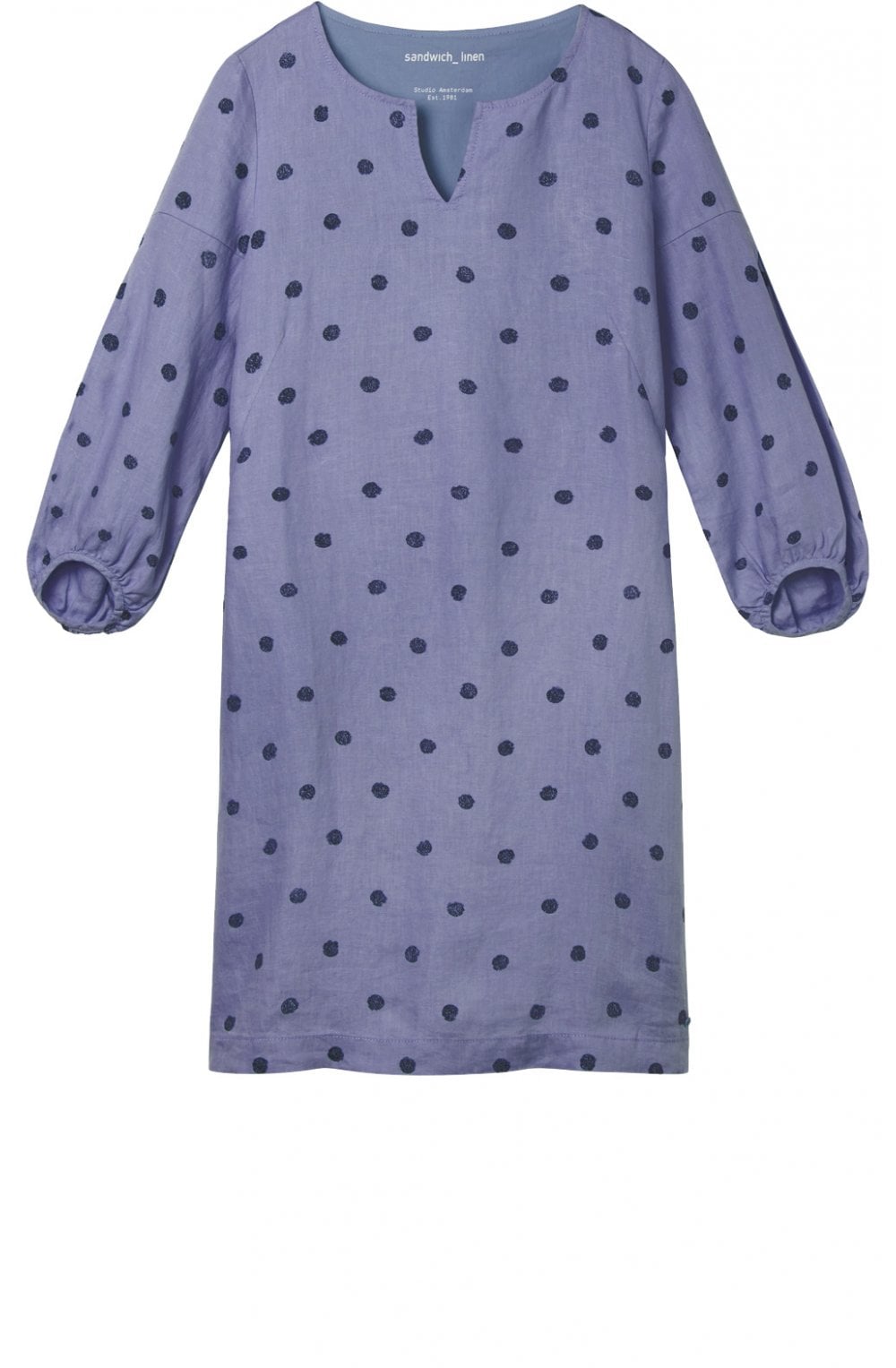 Spot Print Linen Shift Dress