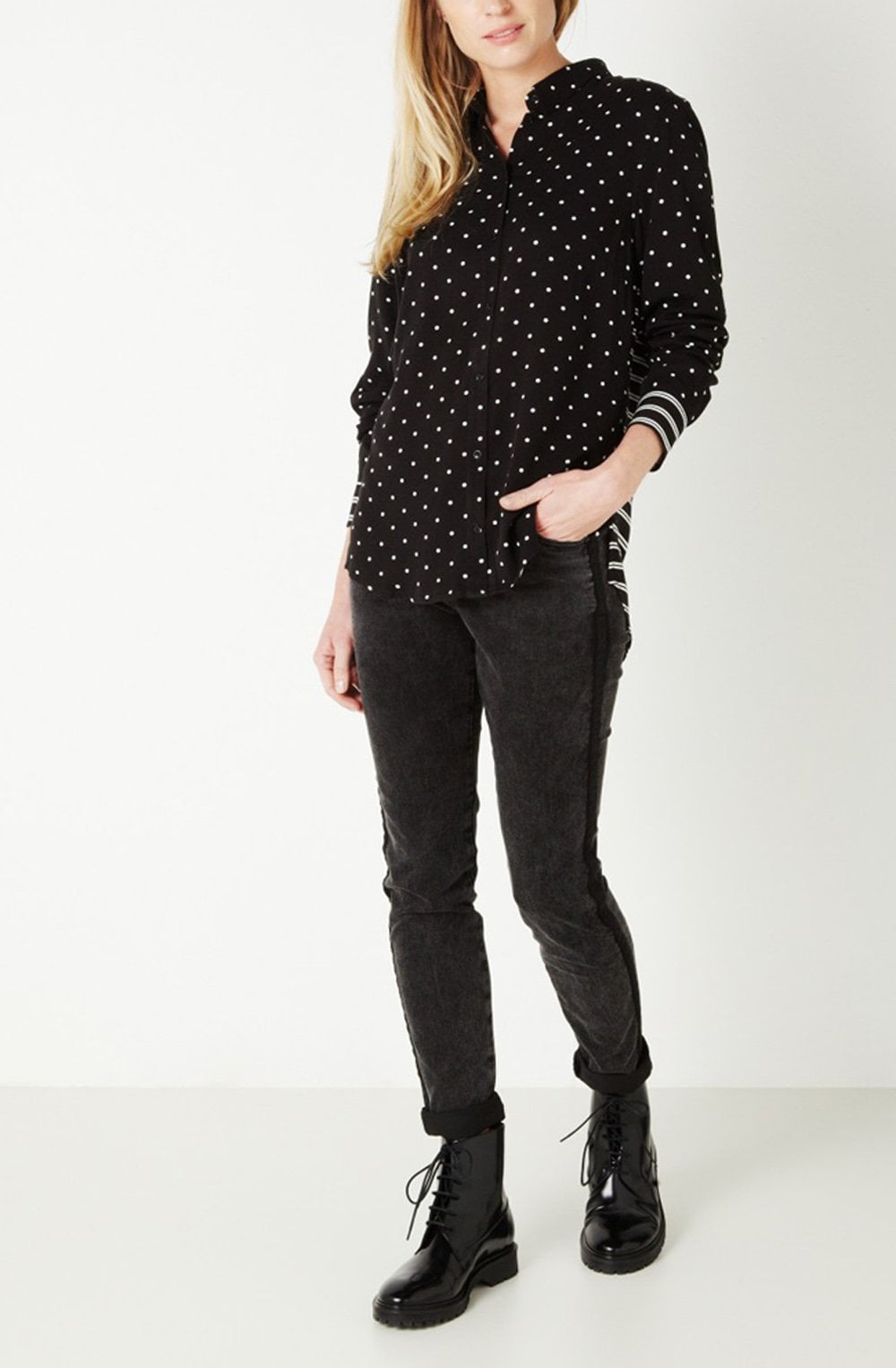 Stripe & Spot Print Blouse