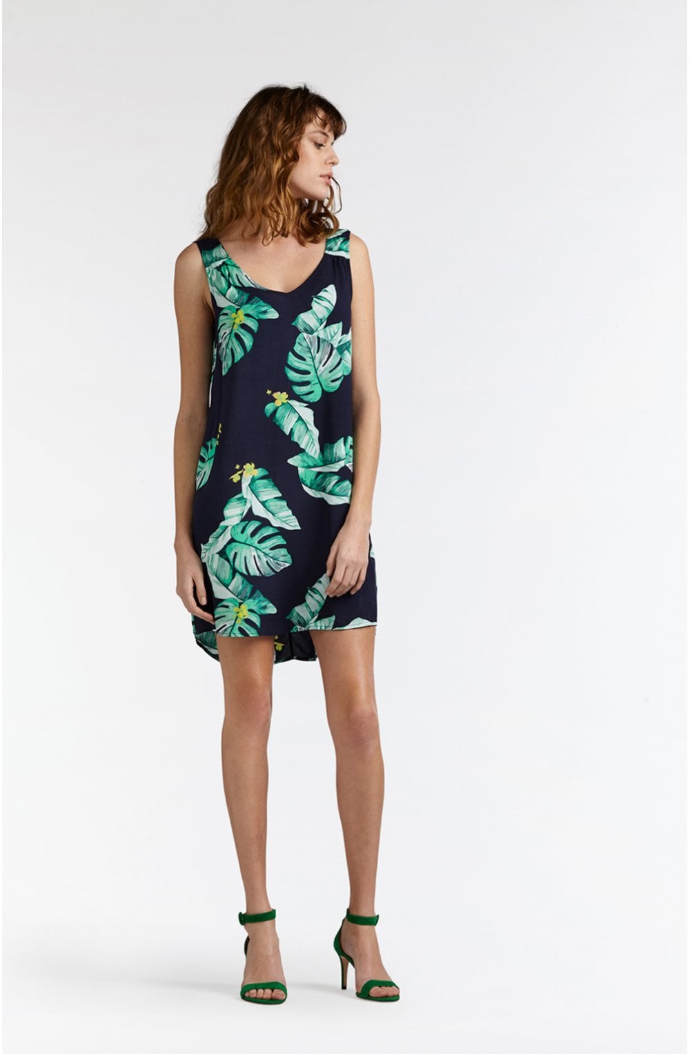 Tropical Print Sleeveless Dress