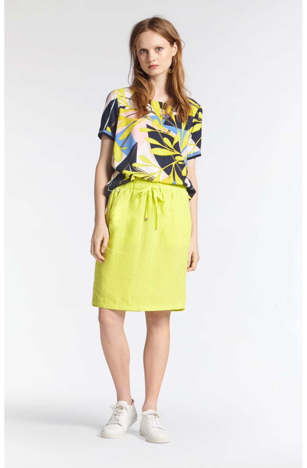 True Lime Linen Skirt