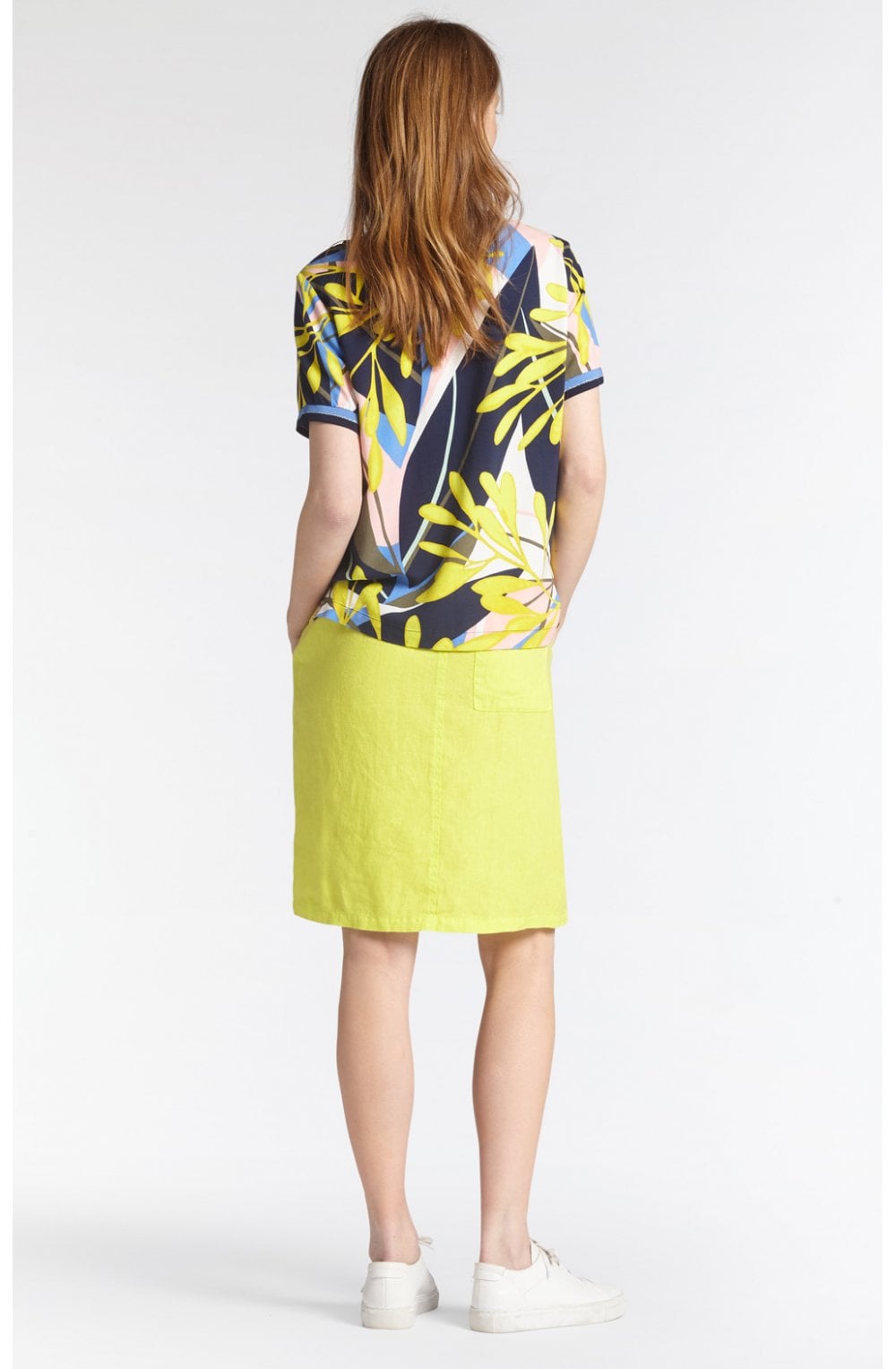True Lime Linen Skirt