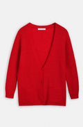 True Red Long Alpaca Cardigan