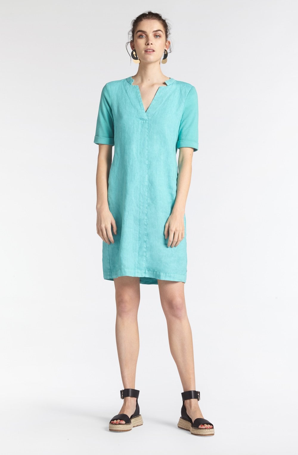 Turquoise Linen Dress
