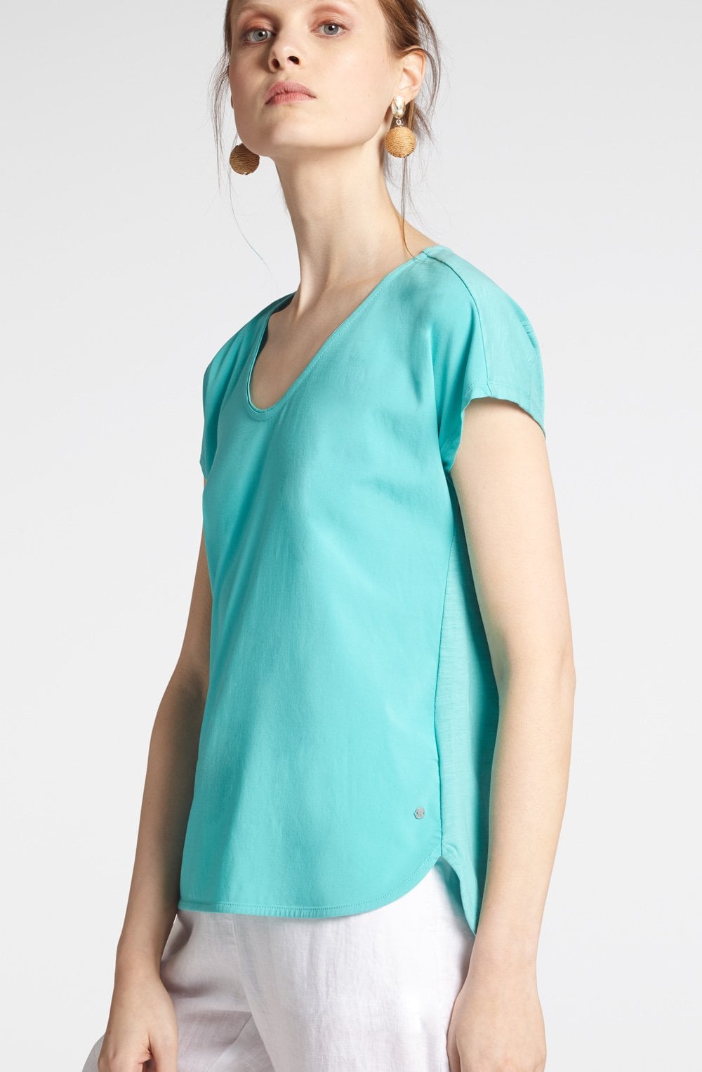 Turquoise Silky Front Top