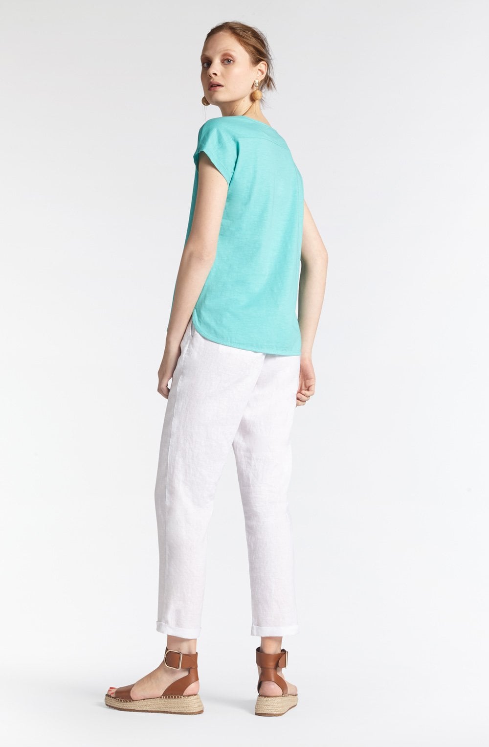 Turquoise Silky Front Top