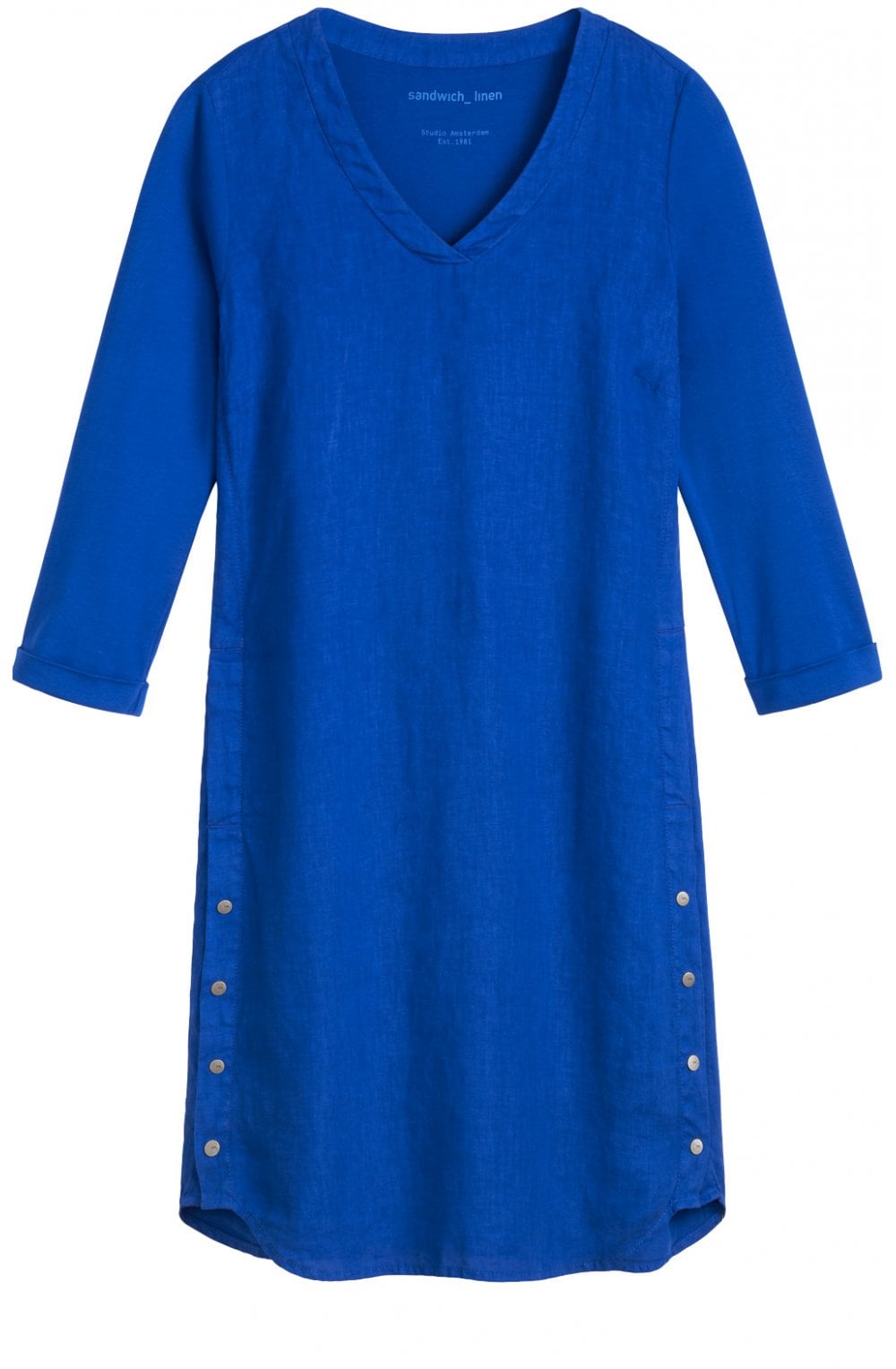 Vibrant Blue Linen Shift Dress