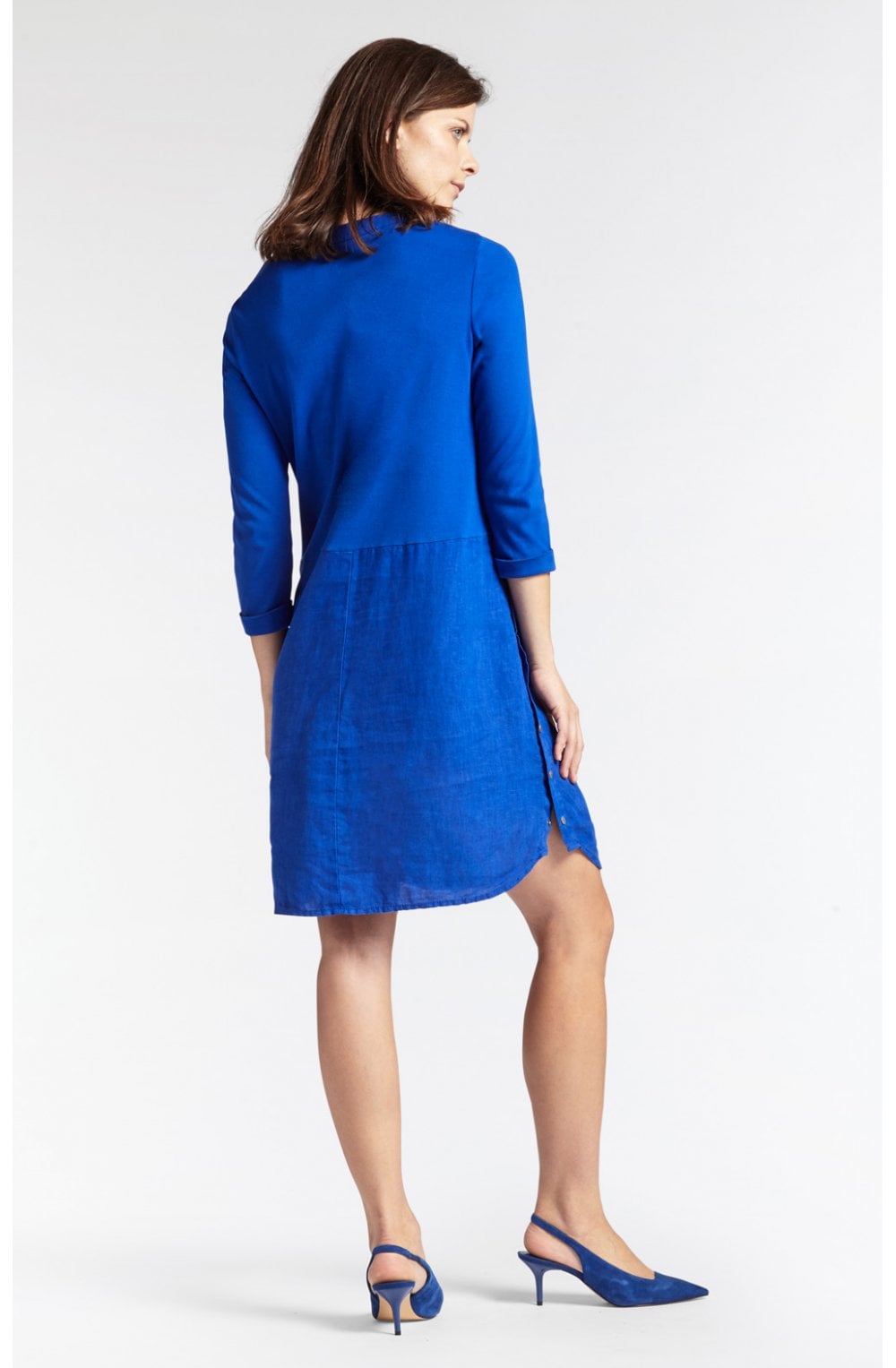 Vibrant Blue Linen Shift Dress
