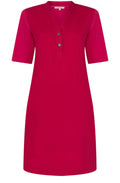 Viva Magenta Linen Dress With Buttons