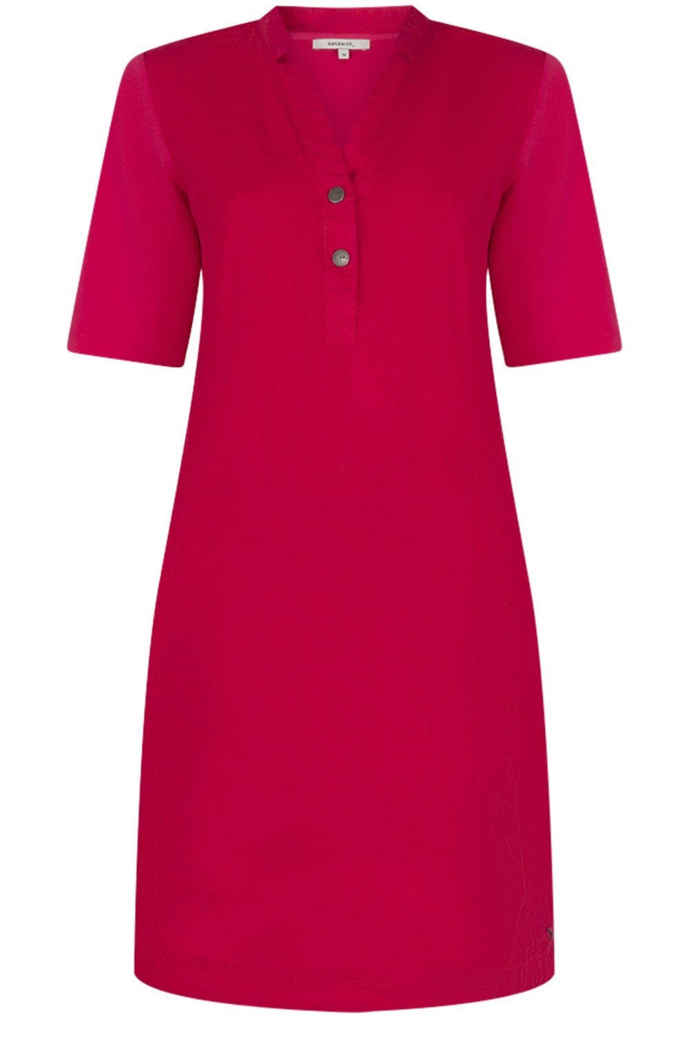 Viva Magenta Linen Dress With Buttons