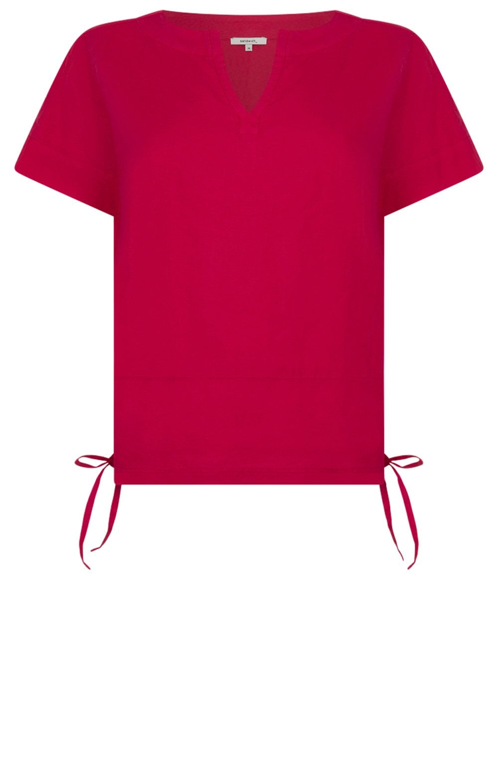 Viva Magenta Linen Tie Detail Top
