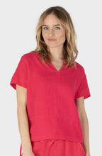 Viva Magenta Linen Tie Detail Top