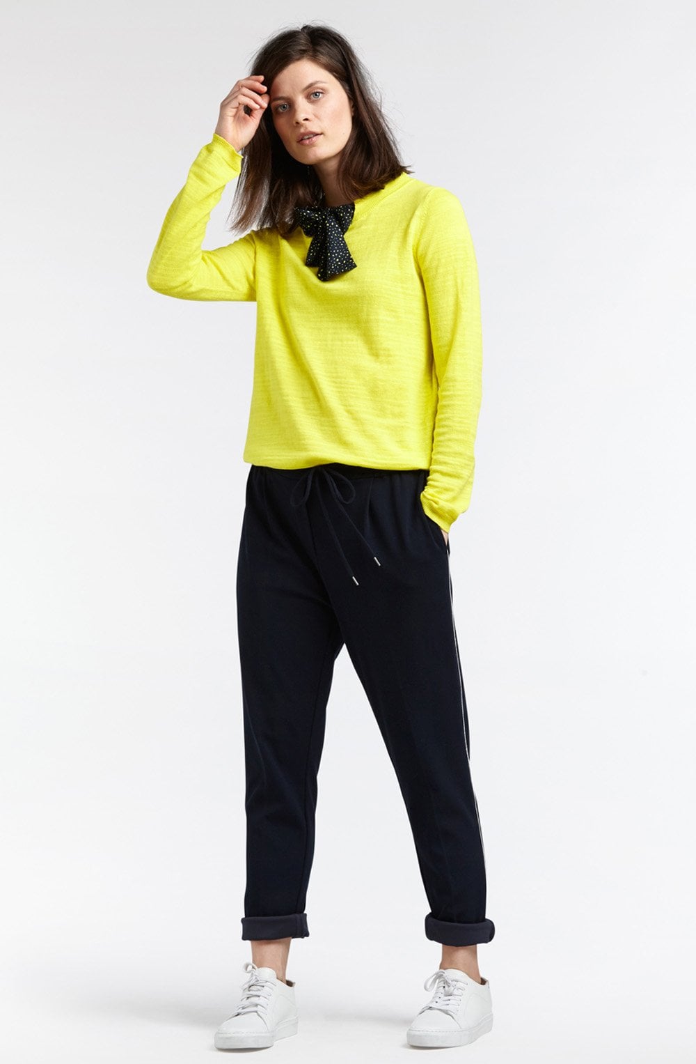 Warm Yellow Tie Detailed Sweater