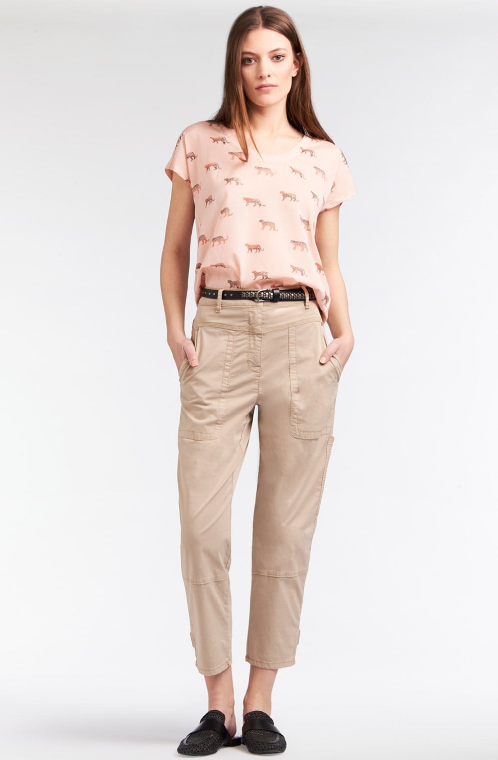 Washed Rose Tiger Print T Shirt