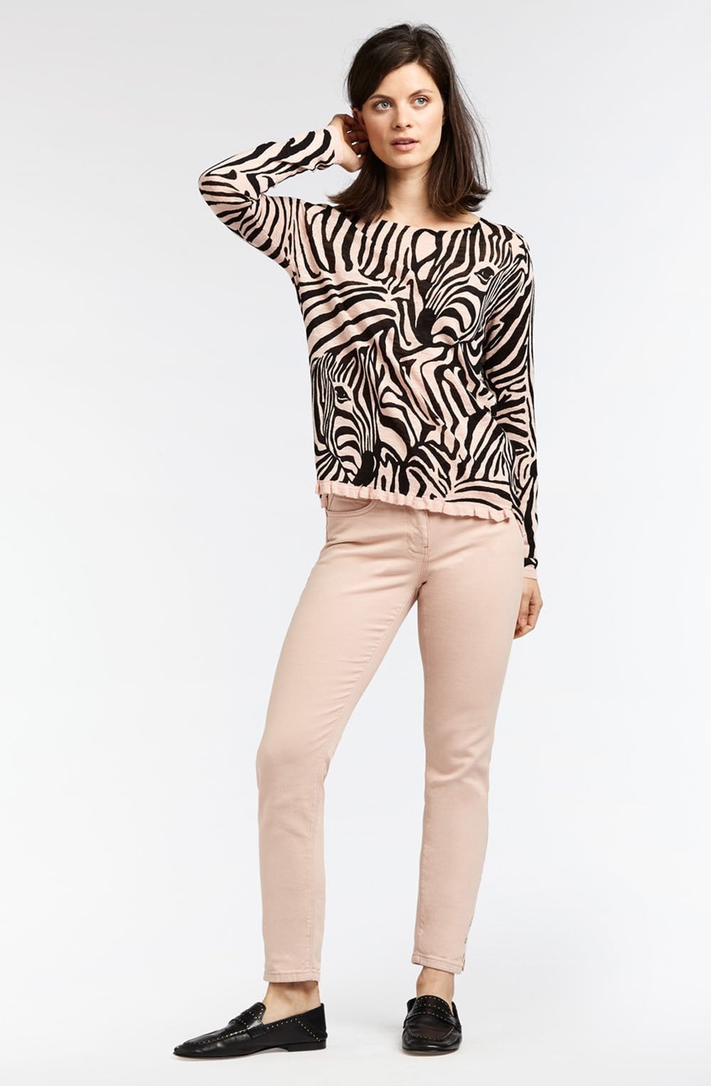 Washed Rose Zebra Print Jumper