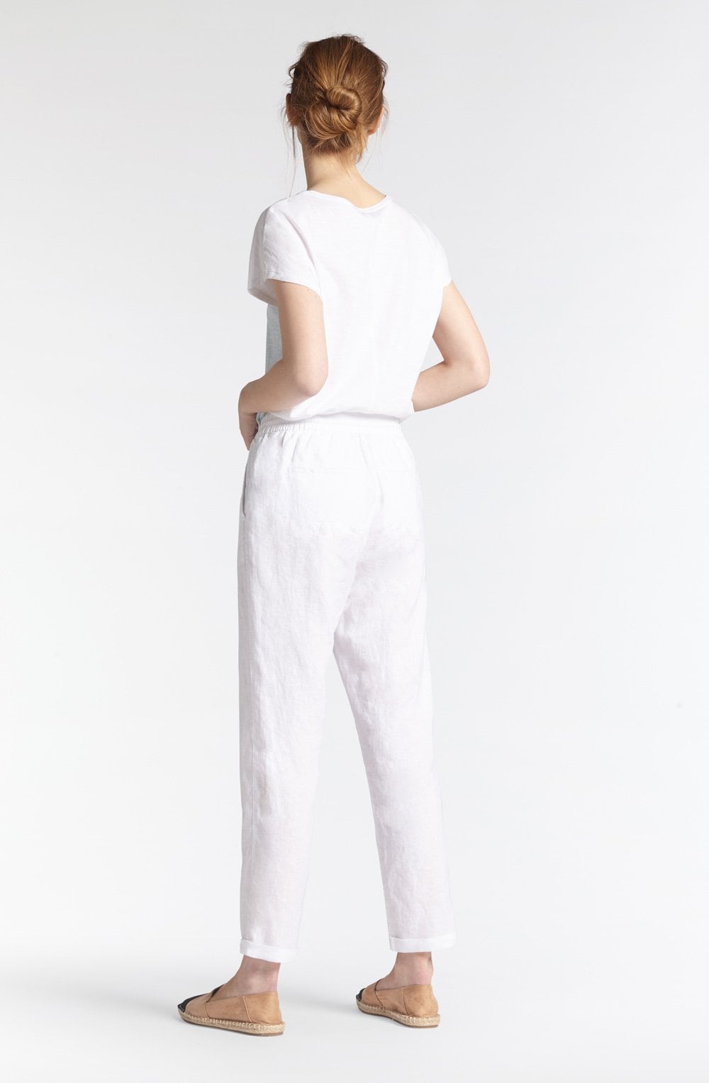 White Cropped Linen Trousers