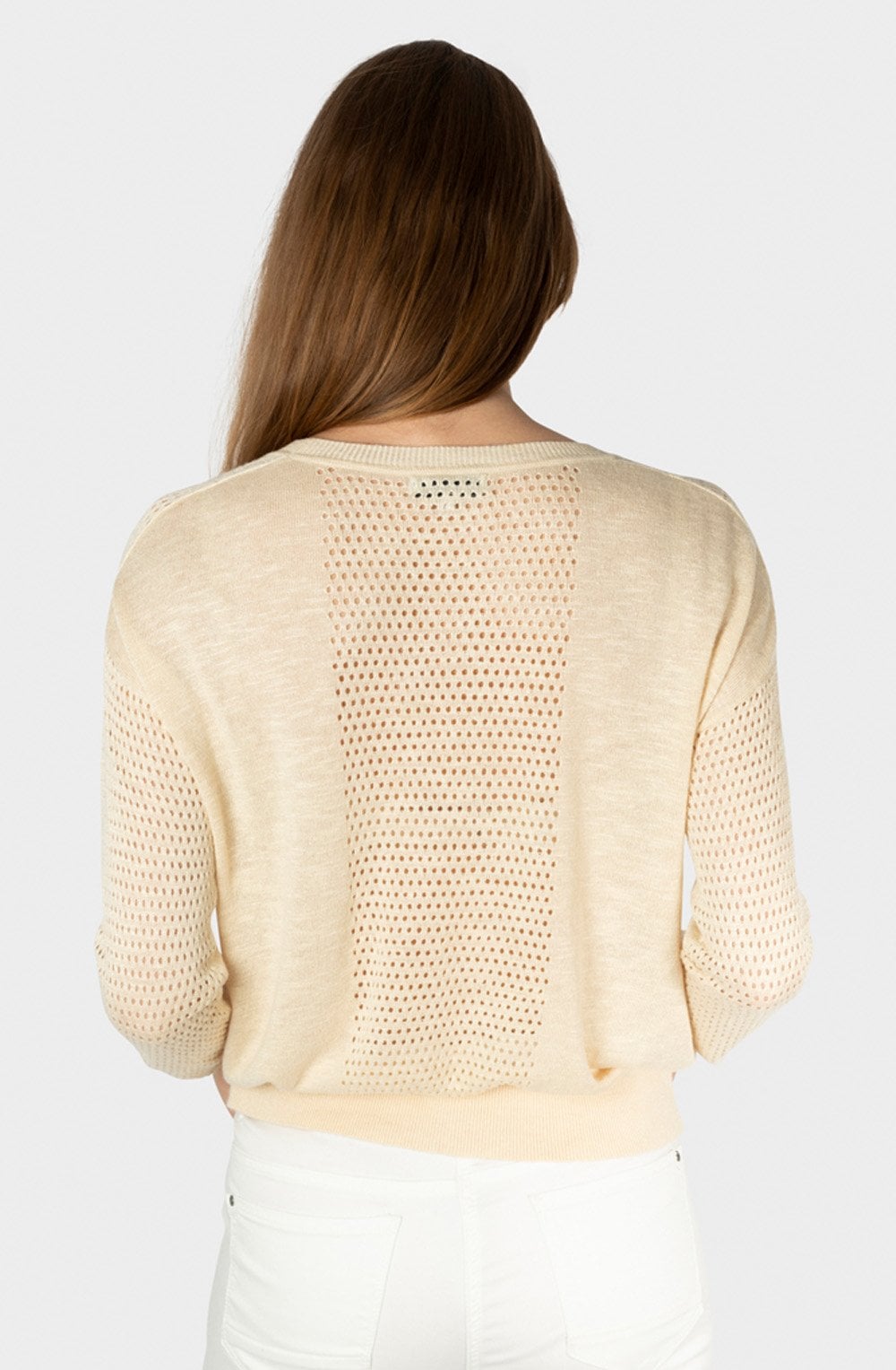Wood Ash Fine and Open Mixed Knit Pullover