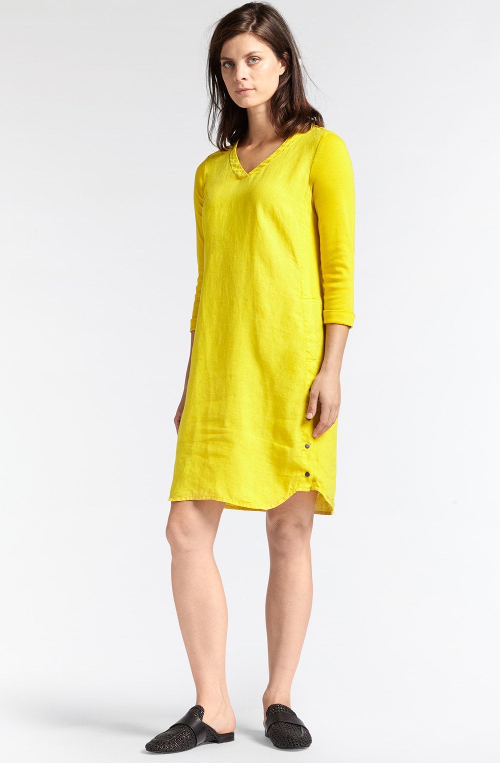 Yellow Linen Shift Dress