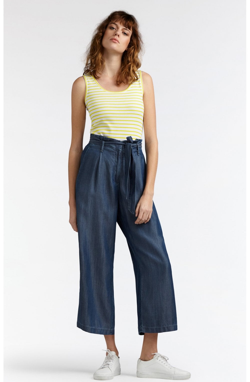 Yellow & White Striped Vest Top