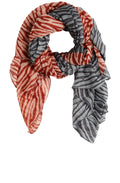 Zebra Print Burnt Red Scarf
