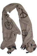Scarf with peace symbol taupe