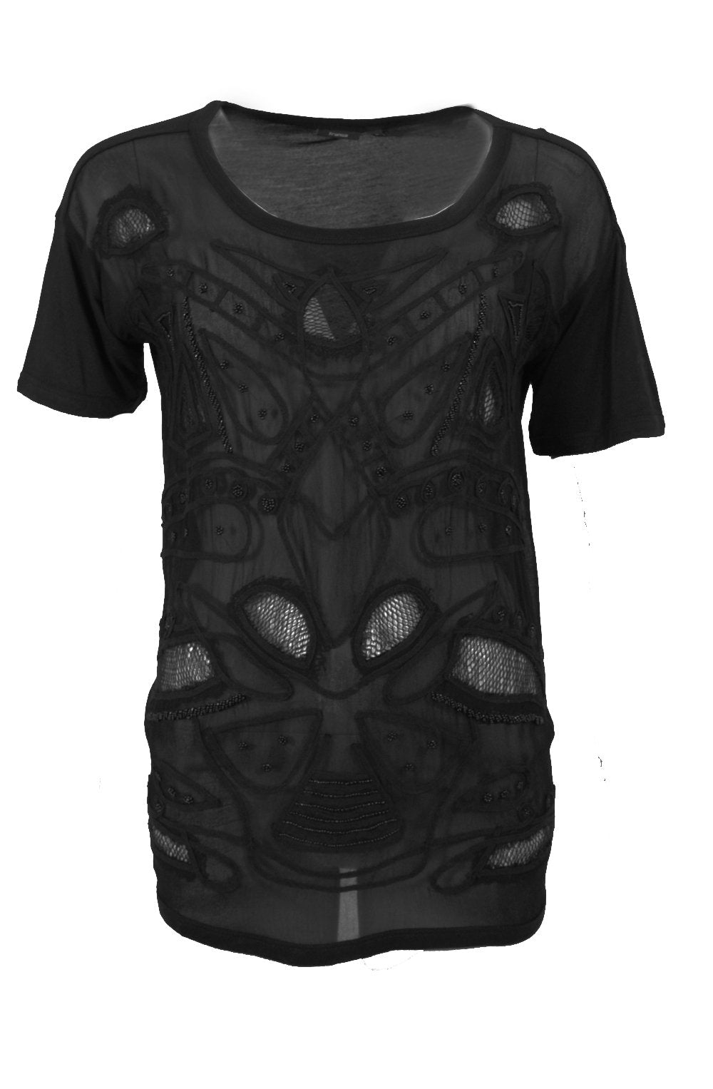 Sheer parttern top black