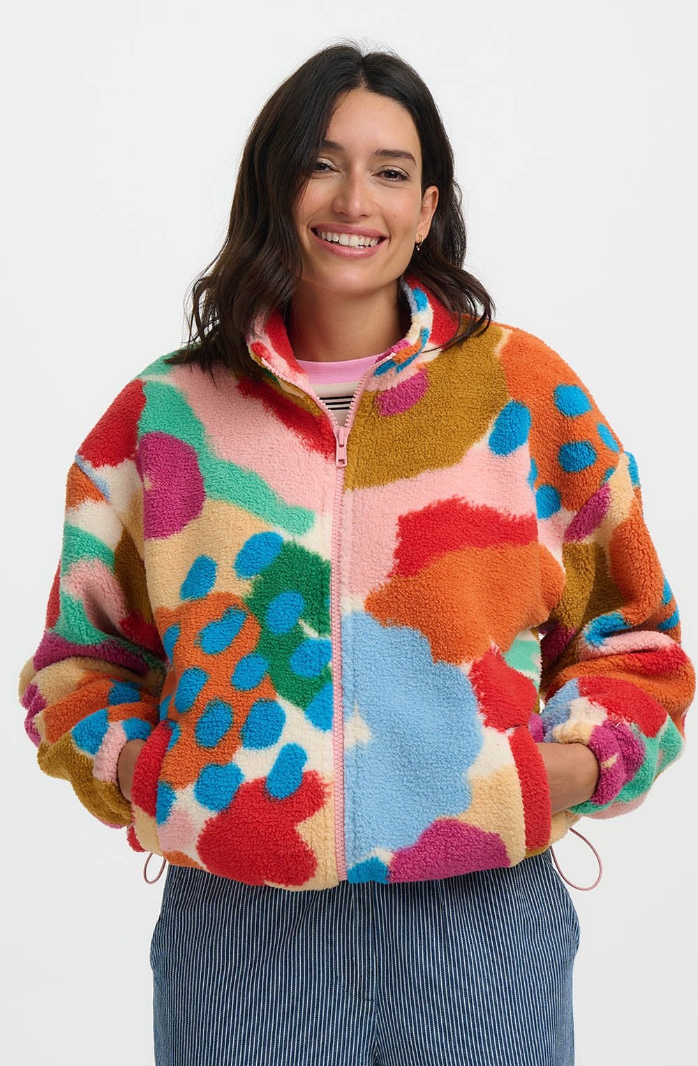 Abstract Floral Hartley Zip Up Fleece