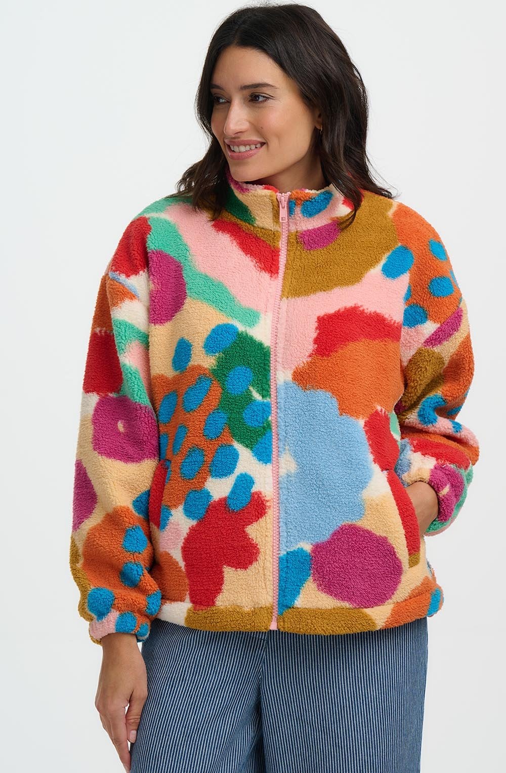 Abstract Floral Hartley Zip Up Fleece