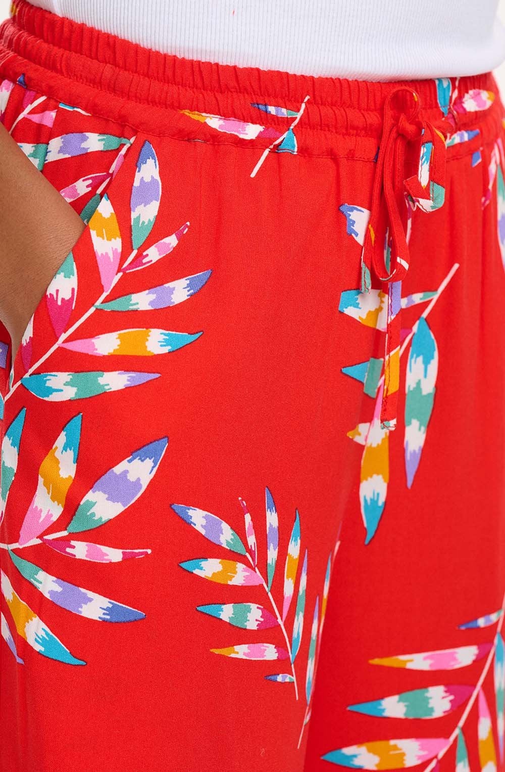 Ameera Red Rainbow Wide Leg Crop Trousers