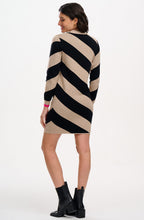 Beige and Black Diagonal Stripe Verity Knit Dress