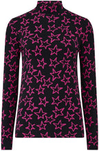 Black and Pink Doodle Star Annika Jersey Top