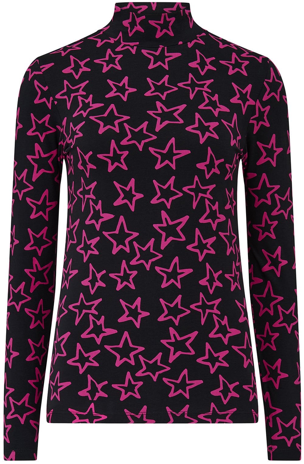Black and Pink Doodle Star Annika Jersey Top