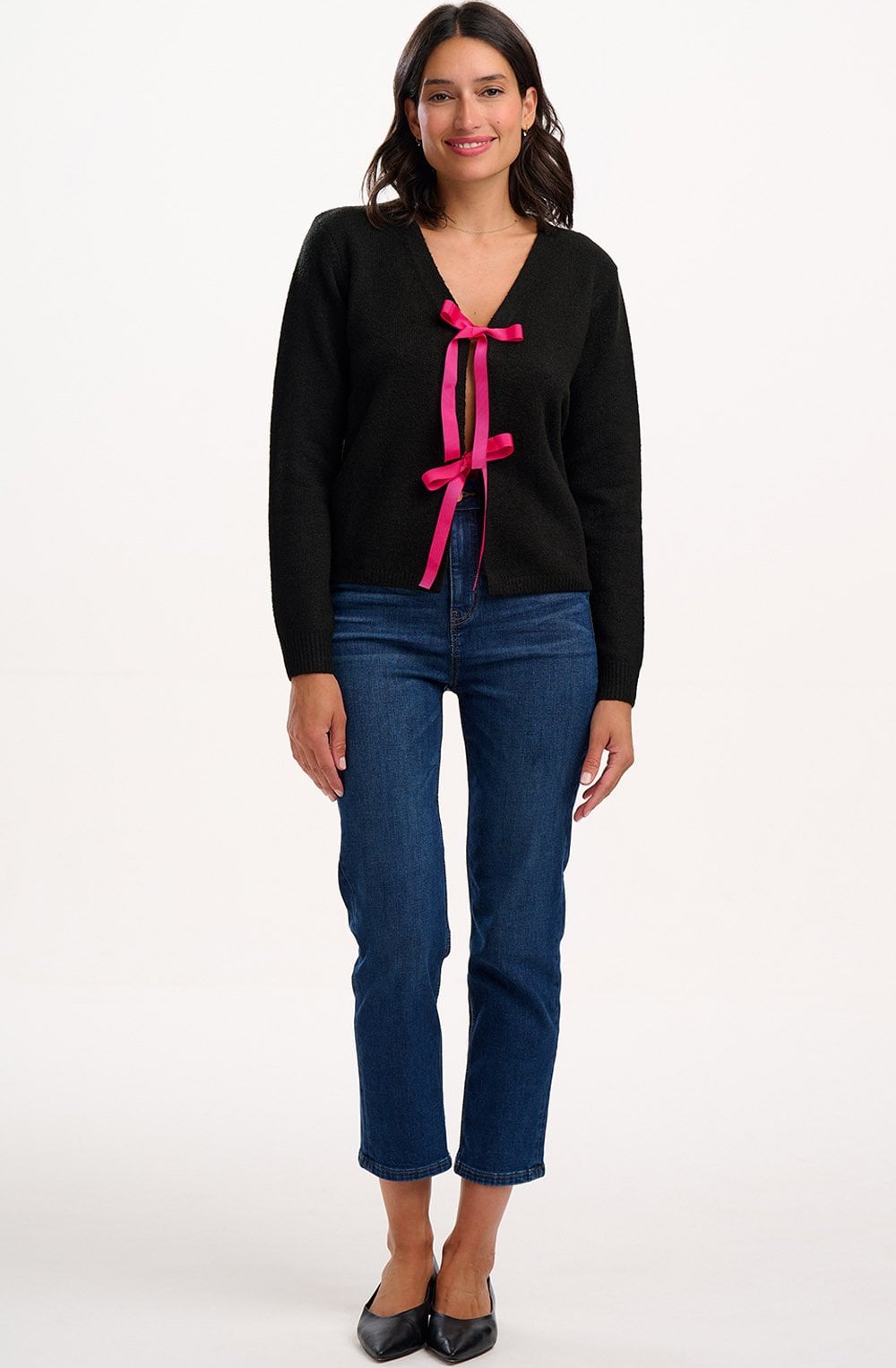 Black and Pink Philly Bow Cardigan