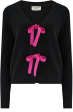 Black and Pink Philly Bow Cardigan