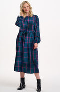 Black and Teal Twilight Gingham Yasmin Smock Dress