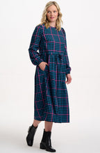 Black and Teal Twilight Gingham Yasmin Smock Dress