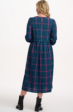 Black and Teal Twilight Gingham Yasmin Smock Dress