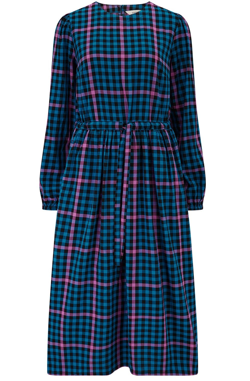 Black and Teal Twilight Gingham Yasmin Smock Dress