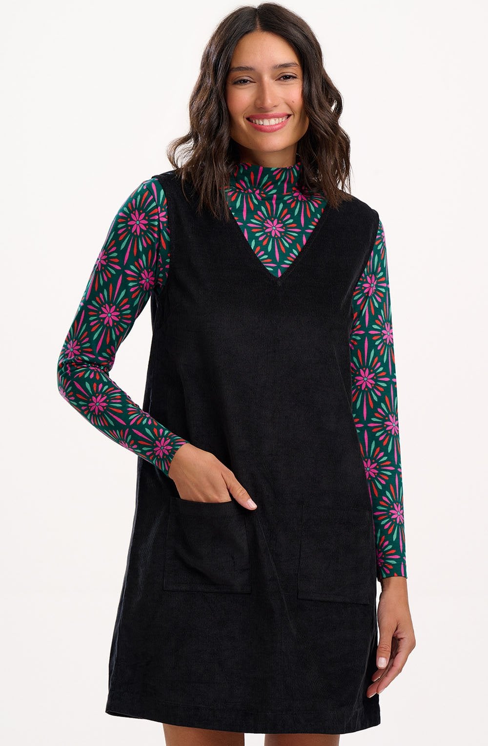 Black Corduroy Kacy Tunic Dress