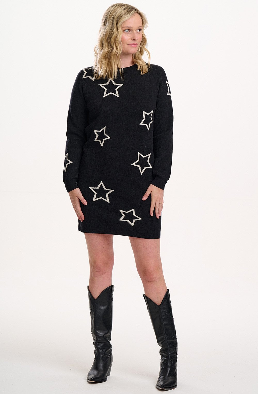 Black Knitted Star Verity Dress