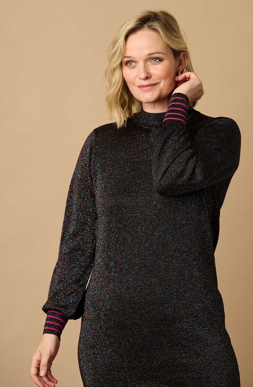 Black Rainbow Sparkle Knitted Julieta Dress
